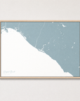 Newport Beach Coastal Map — Canvas Horizontal — soft-blue, Light Wood