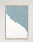 Newport Beach Coastal Map — Canvas Vertical, soft-blue, Natural Oak