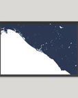 Newport Beach Coastal Map — Fine Art Print Horizontal, navy, Black Frame, 10x8