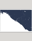 Newport Beach Coastal Map — Fine Art Print Horizontal, navy, White Frame, 10x8