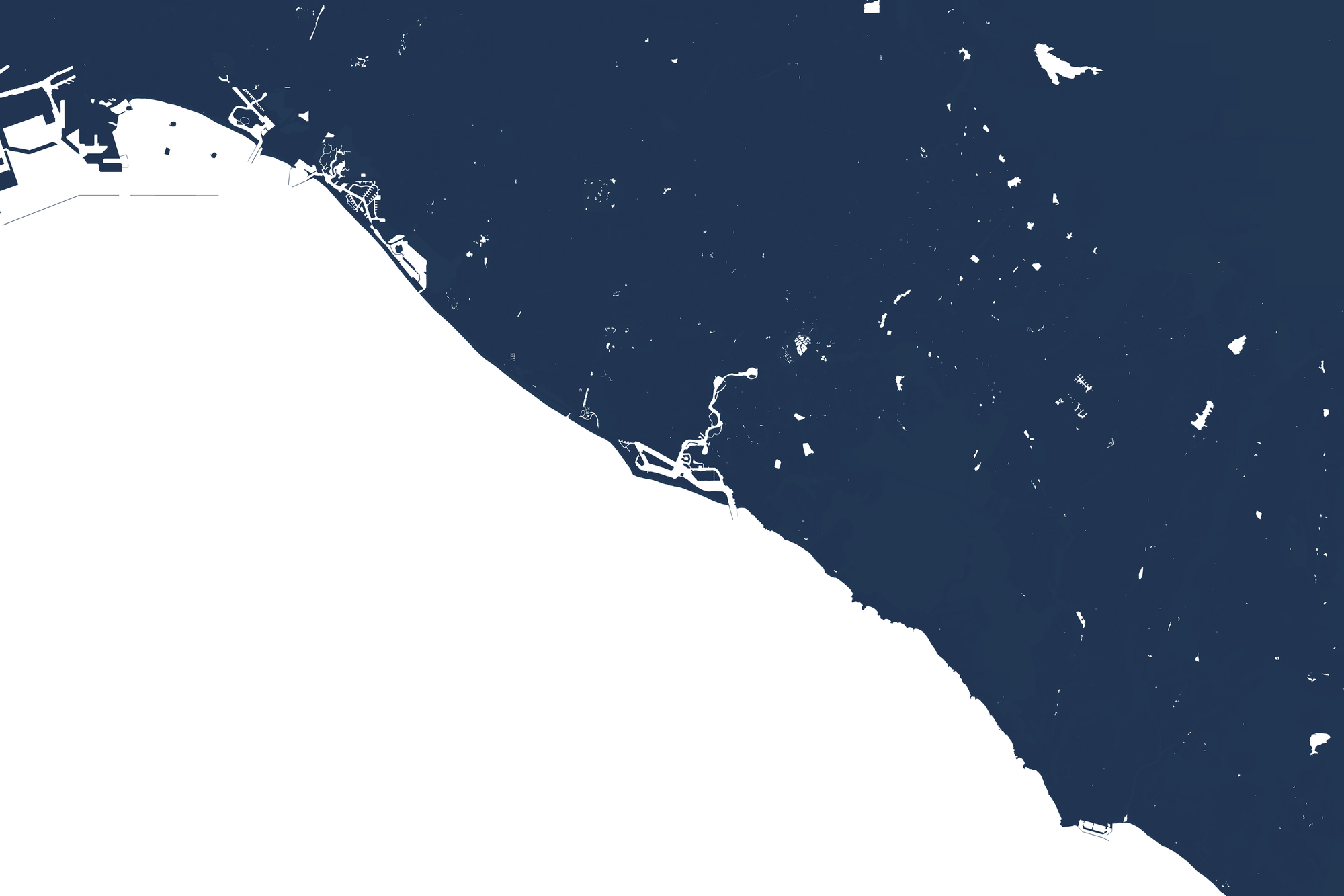 Newport Beach Coastal Map — Fine Art Print Horizontal, navy, No Frame, 10x8