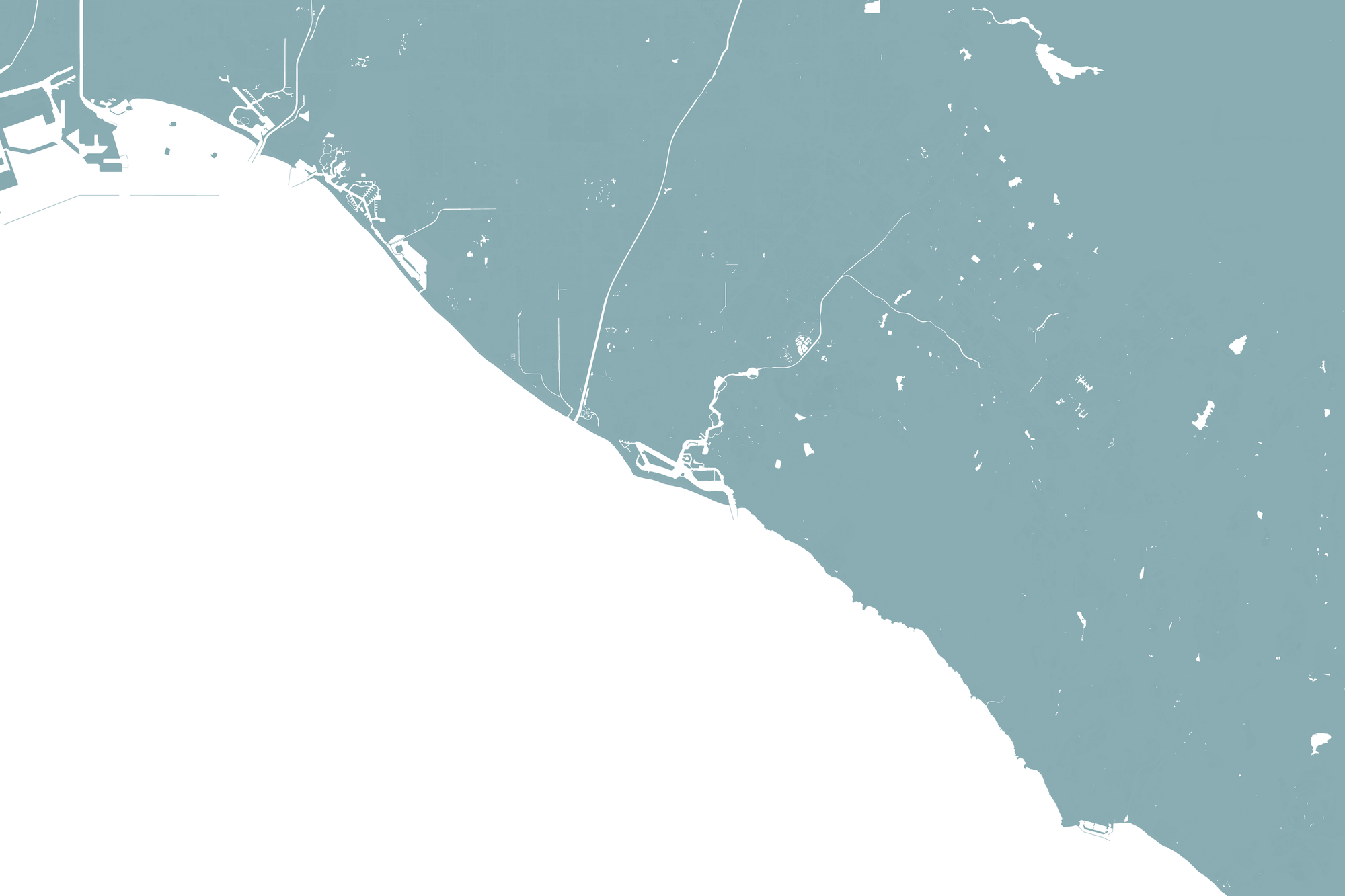 Newport Beach Coastal Map — Fine Art Print Horizontal, soft-blue, No Frame, 10x8