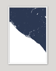 Newport Beach Coastal Map — Fine Art Print Vertical, navy, White Frame, 8x10