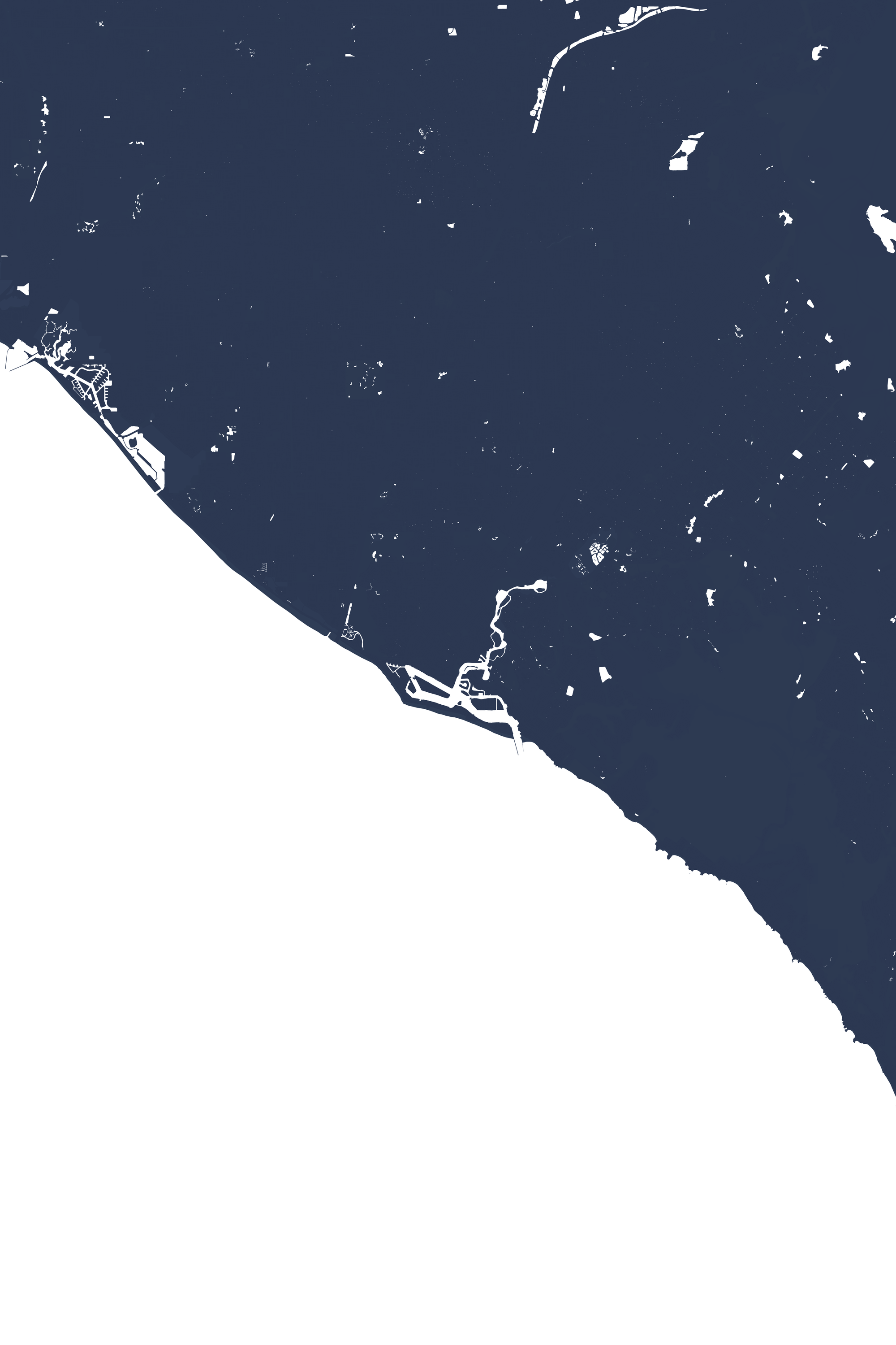 Newport Beach Coastal Map — Fine Art Print Vertical, navy, No Frame, 8x10