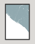 Newport Beach Coastal Map — Fine Art Print Vertical, soft-blue, Black Frame, 8x10