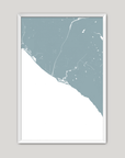 Newport Beach Coastal Map — Fine Art Print Vertical, soft-blue, White Frame, 8x10
