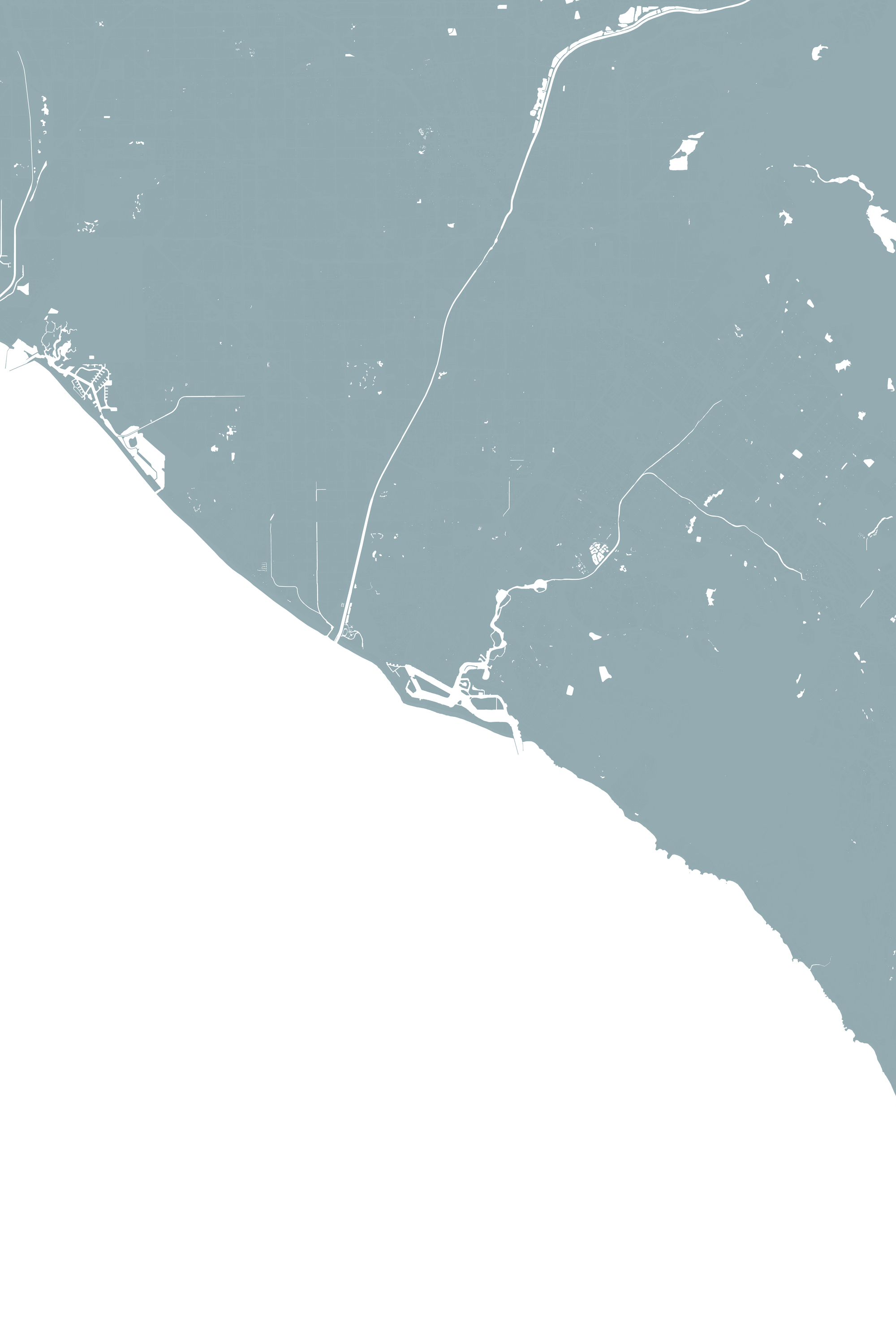 Newport Beach Coastal Map — Fine Art Print Vertical, soft-blue, No Frame, 8x10