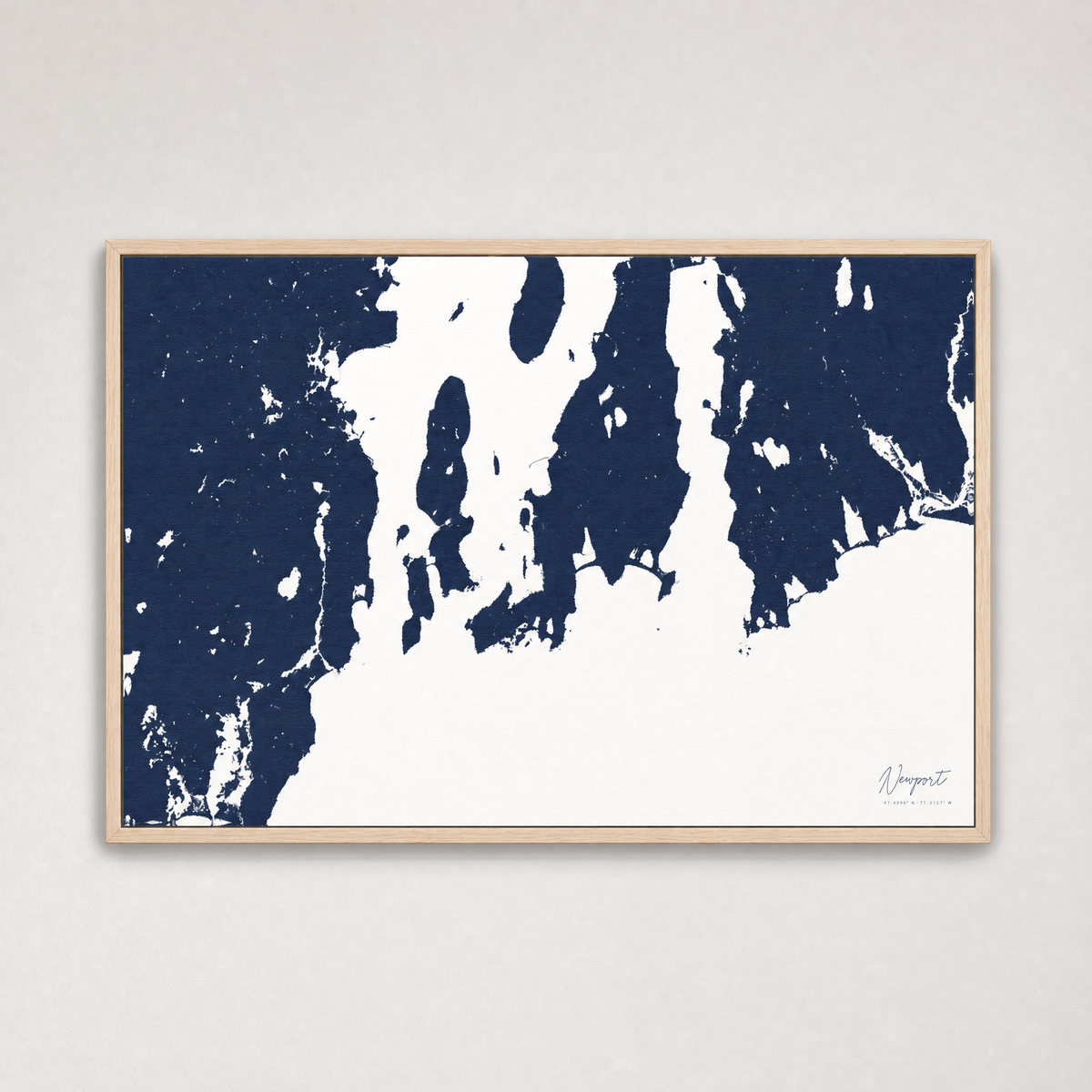 Newport Coastal Map — Canvas Horizontal — navy, Light Wood