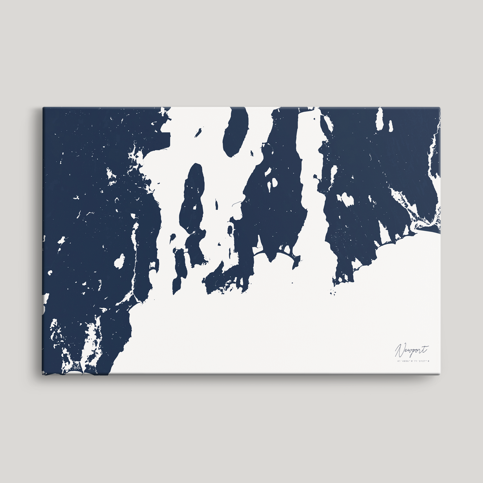 Newport Coastal Map — Canvas Horizontal, navy, No Frame