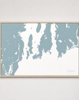 Newport Coastal Map — Canvas Horizontal — soft-blue, Light Wood