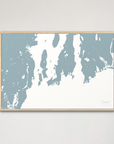 Newport Coastal Map — Canvas Horizontal, soft-blue, Natural Oak