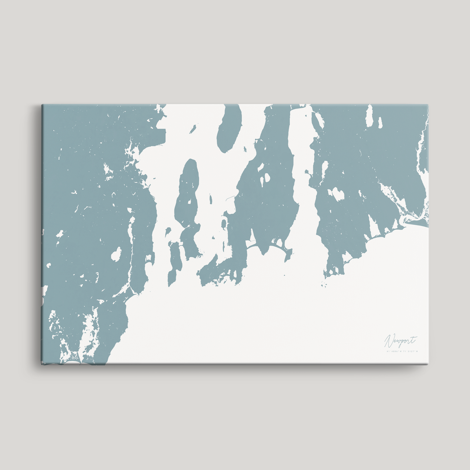 Newport Coastal Map — Canvas Horizontal, soft-blue, No Frame