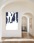 Newport navy vertical canvas map in the Bello mixed room scene