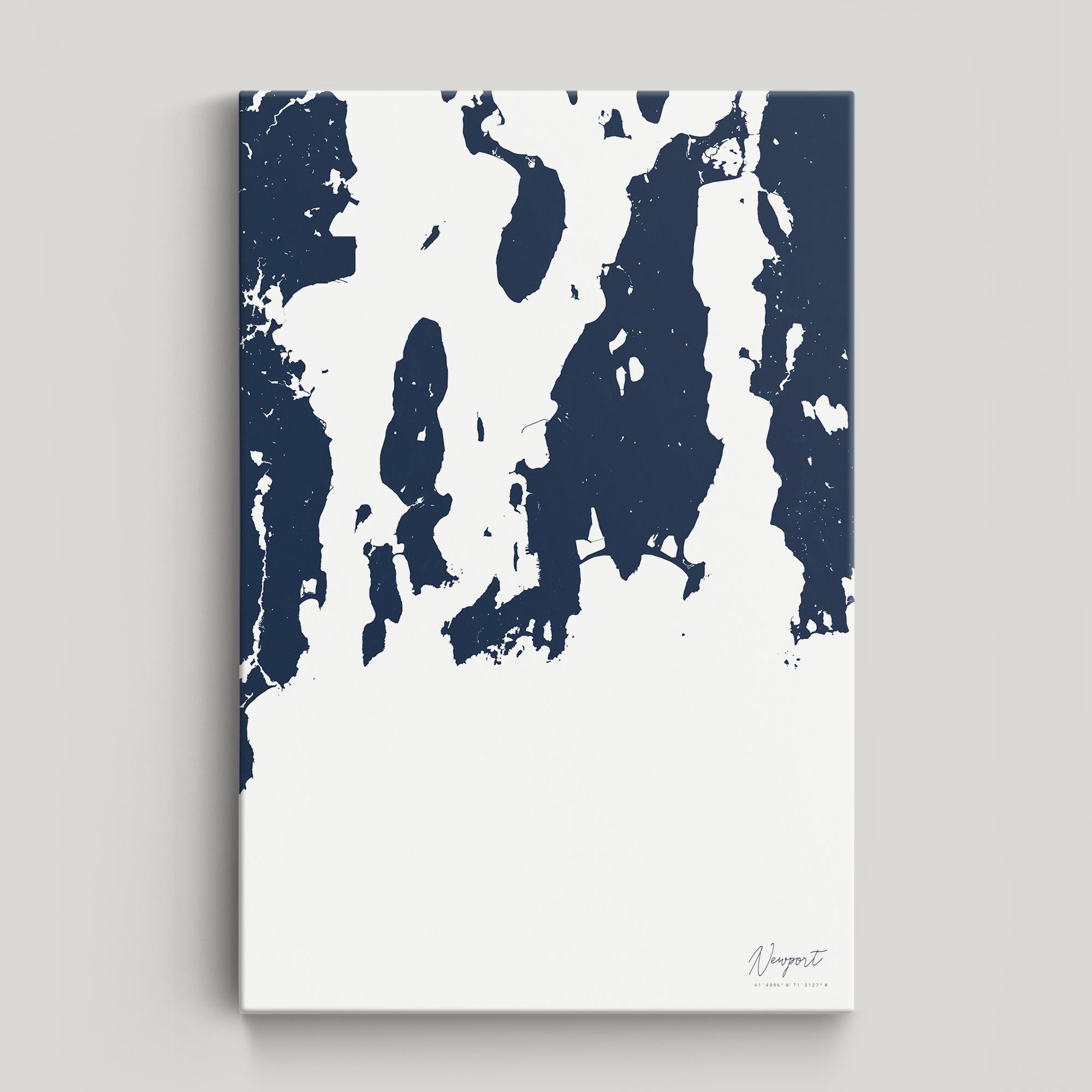 Newport Coastal Map — Canvas Vertical, navy, No Frame