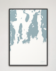 Newport Coastal Map — Canvas Vertical, soft-blue, Black Frame