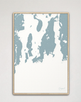 Newport Coastal Map — Canvas Vertical, soft-blue, Natural Oak