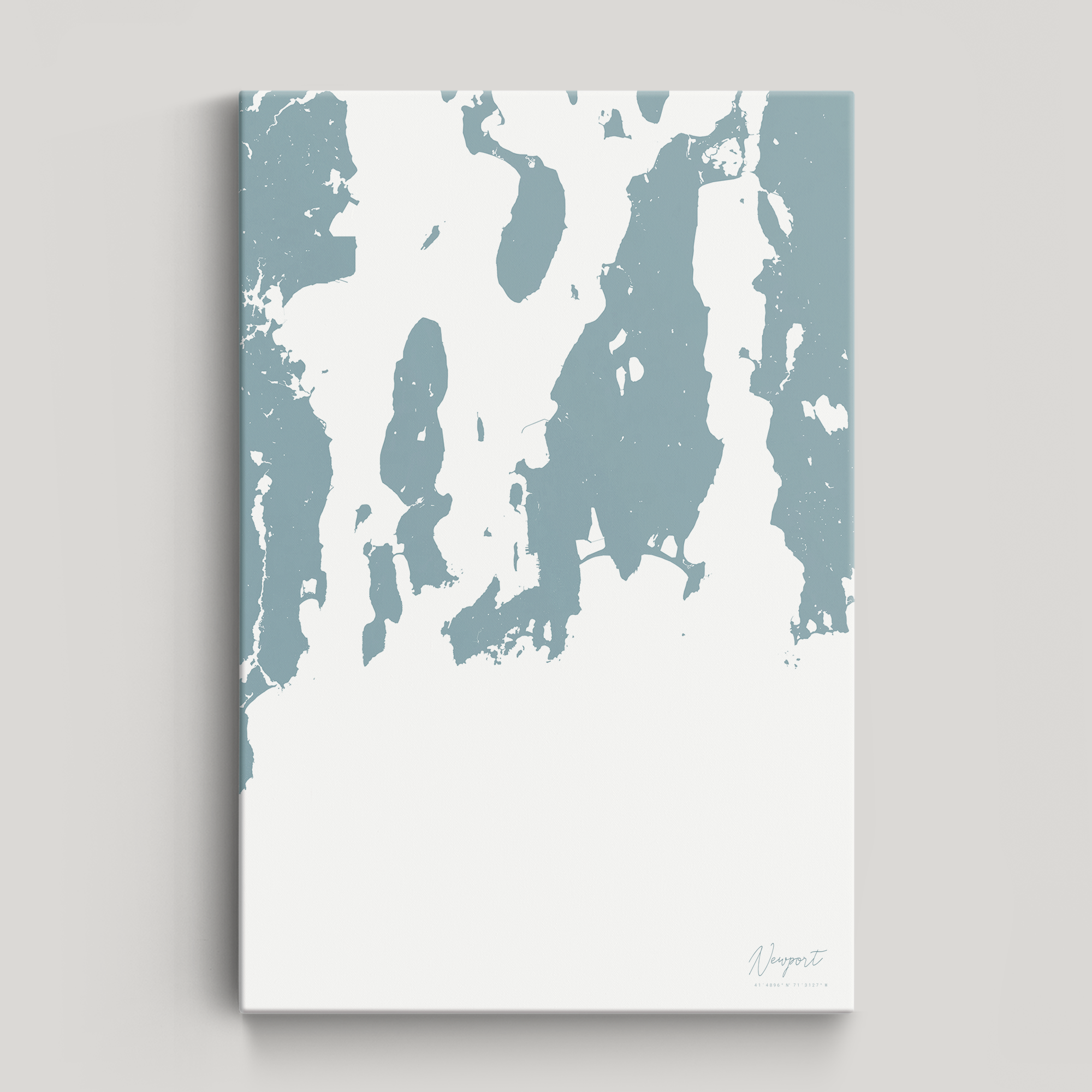 Newport Coastal Map — Canvas Vertical, soft-blue, No Frame