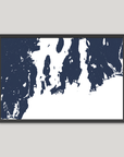 Newport Coastal Map — Fine Art Print Horizontal, navy, Black Frame, 10x8