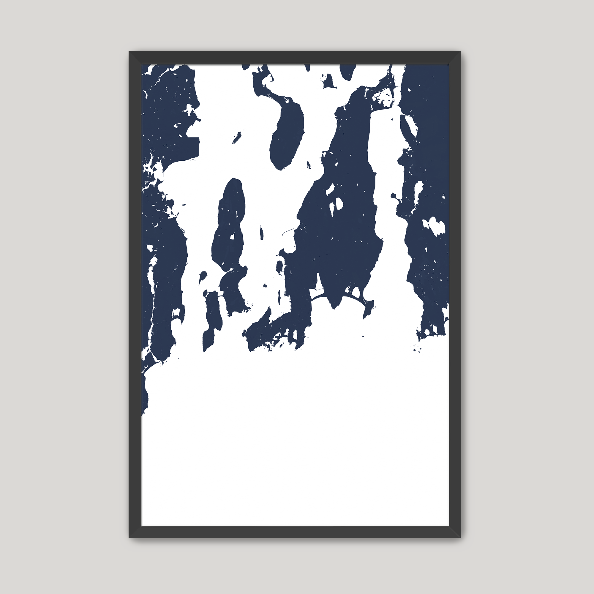 Newport Coastal Map — Fine Art Print Vertical, navy, Black Frame, 8x10