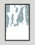 Newport Coastal Map — Fine Art Print Vertical, soft-blue, Black Frame, 8x10