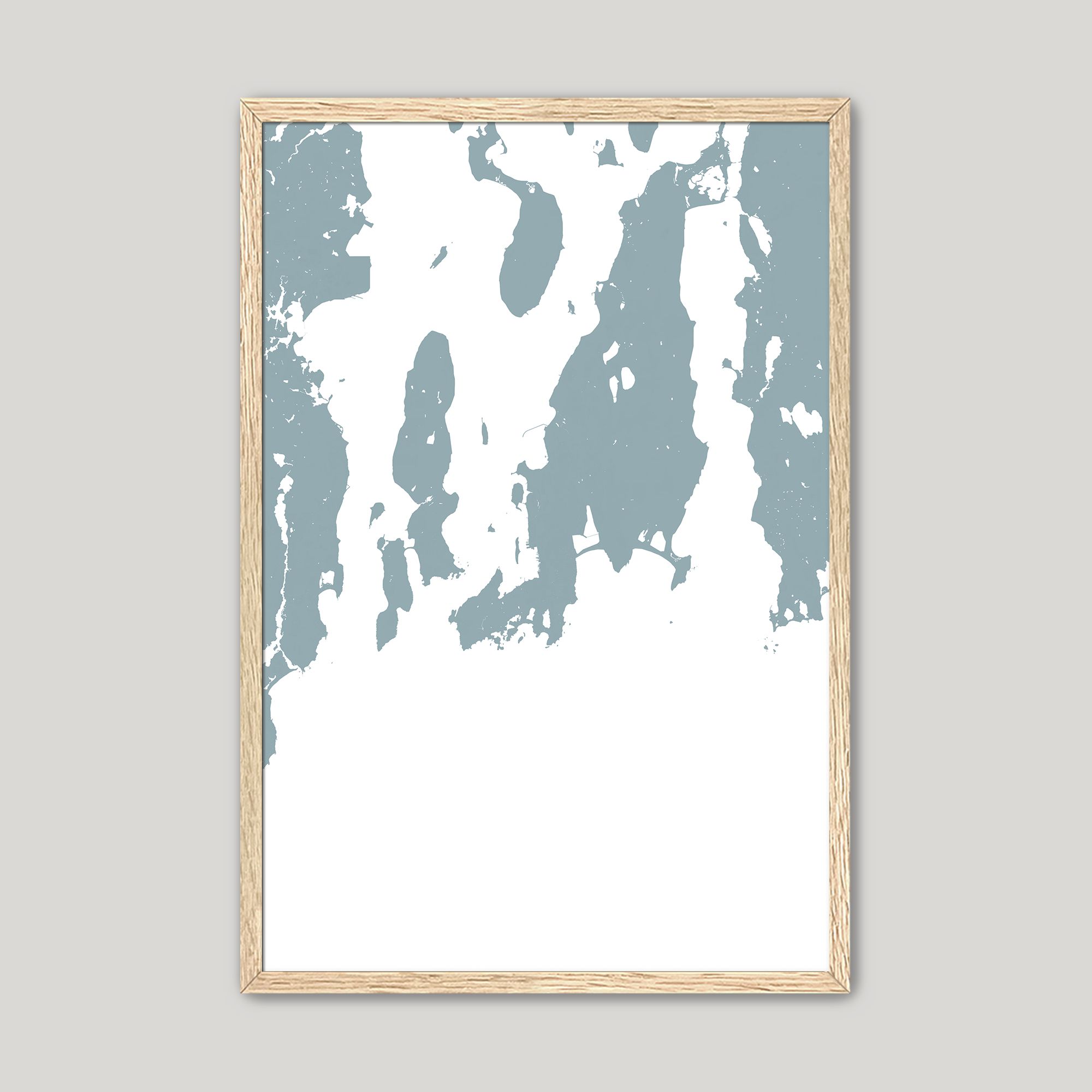 Newport Coastal Map — Fine Art Print Vertical, soft-blue, Oak, 8x10