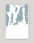 Newport Coastal Map — Fine Art Print Vertical, soft-blue, White Frame, 8x10
