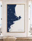 North Shore Massachusetts canvas map — window-scene interior
