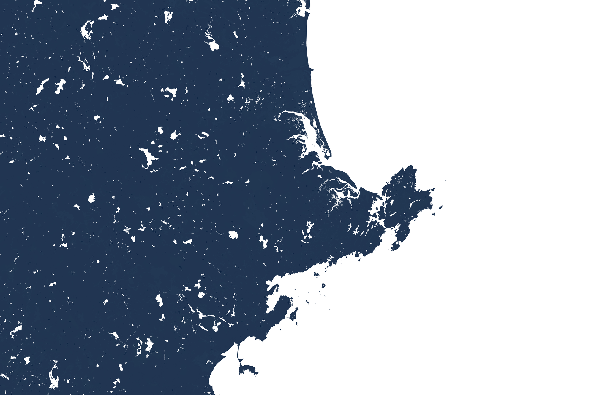 North Shore Massachusetts Coastal Map — Fine Art Print Horizontal, navy, No Frame, 10x8