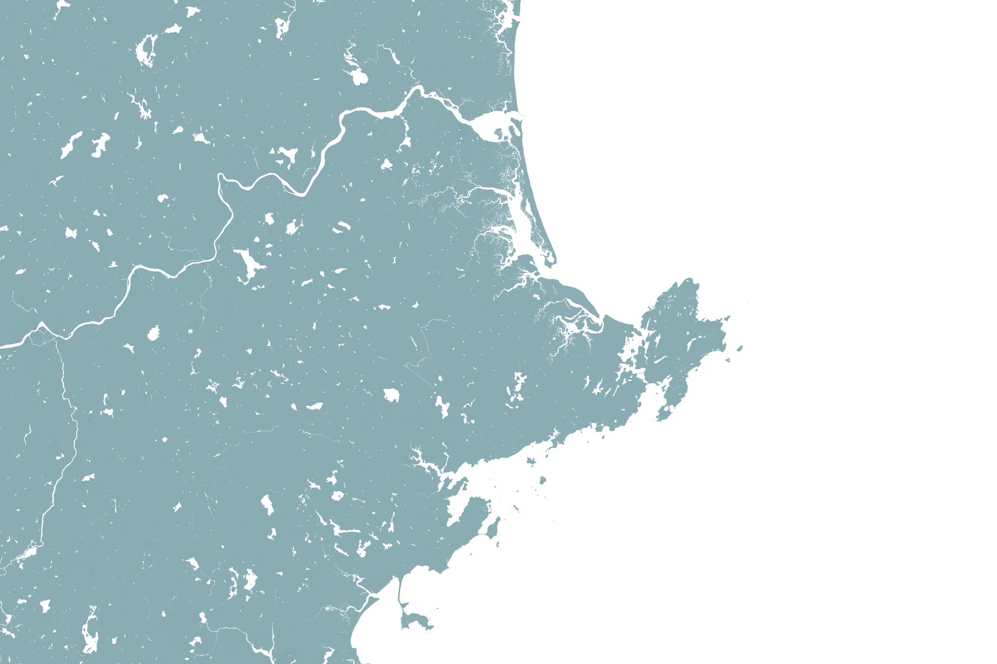 North Shore Massachusetts Coastal Map — Fine Art Print Horizontal, soft-blue, No Frame, 10x8