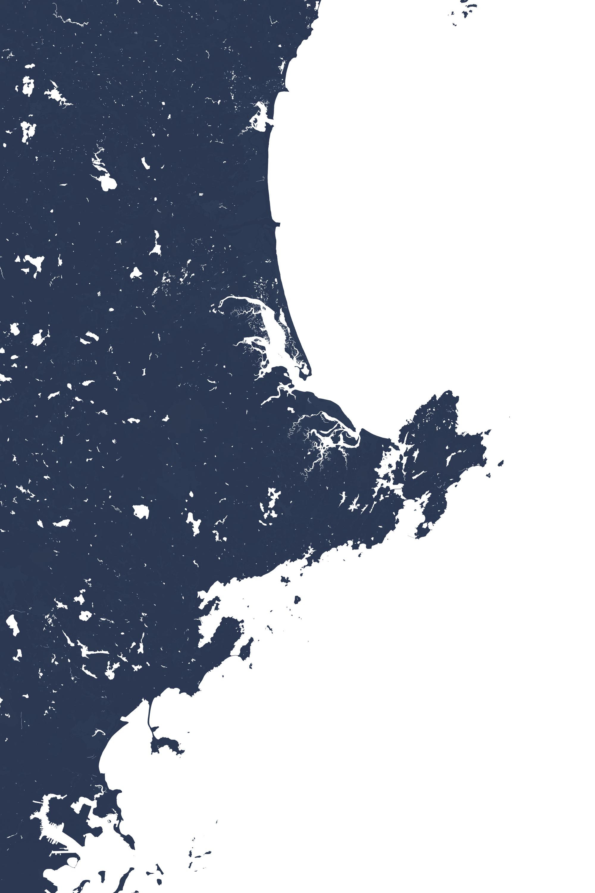 North Shore Massachusetts Coastal Map — Fine Art Print Vertical, navy, No Frame, 8x10