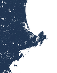 North Shore Massachusetts Coastal Map — Fine Art Print Vertical, navy, No Frame, 8x10