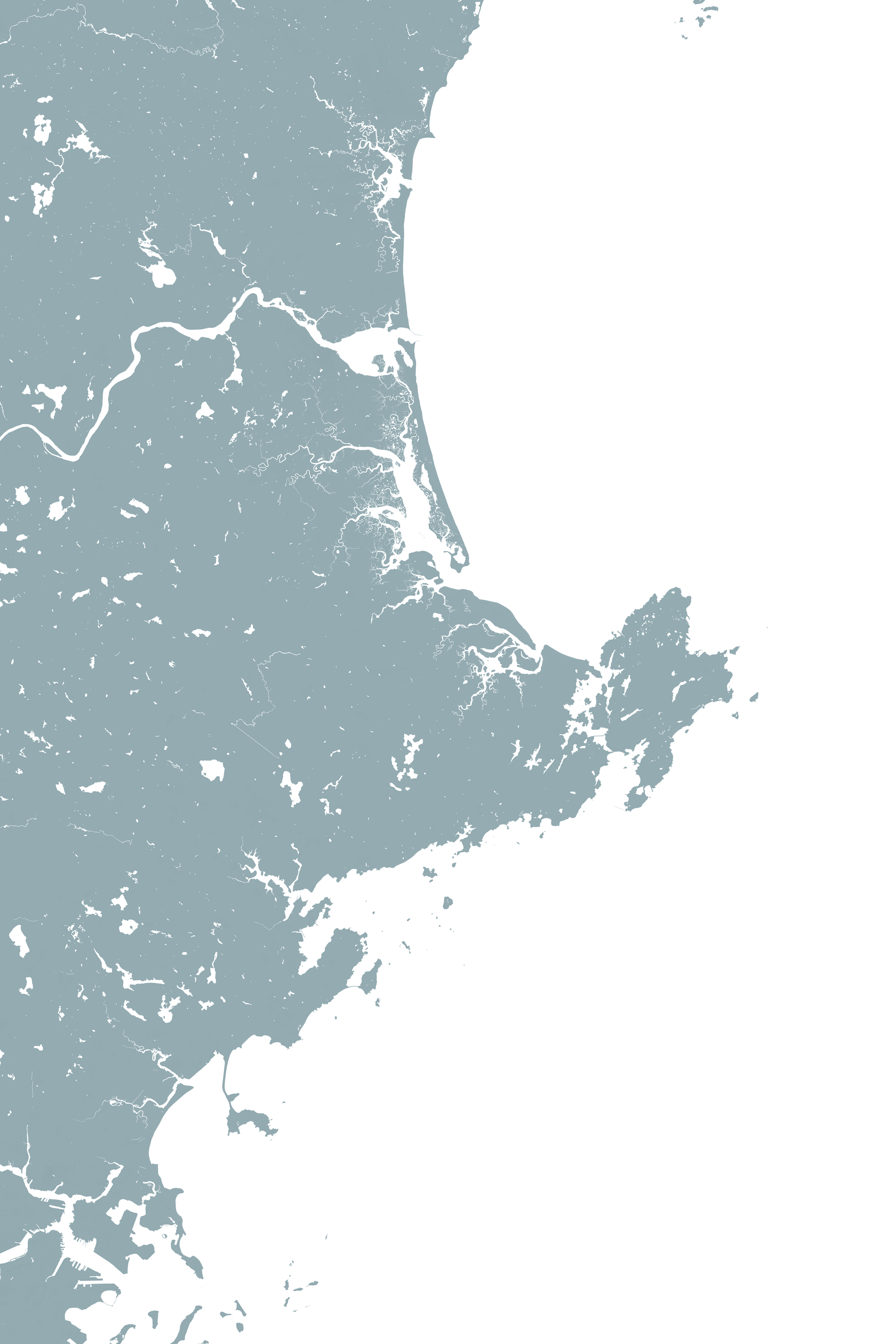 North Shore Massachusetts Coastal Map — Fine Art Print Vertical, soft-blue, No Frame, 8x10