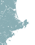 North Shore Massachusetts Coastal Map — Fine Art Print Vertical, soft-blue, No Frame, 8x10