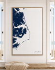 Outer Banks canvas map — window-scene interior