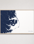 Outer Banks Canvas Map - Horizontal — navy, Light Wood