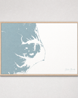 Outer Banks Canvas Map - Horizontal — soft-blue, Light Wood