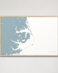 Outer Banks Canvas Map - Horizontal, soft-blue, Natural Oak