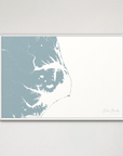 Outer Banks Canvas Map - Horizontal, soft-blue, White Frame