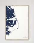 Outer Banks Canvas Map - Vertical, navy, Natural Oak
