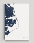 Outer Banks Canvas Map - Vertical, navy, No Frame