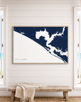 Panama City Beach canvas map — window-scene interior