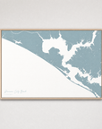 Panama City Beach Coastal Map — Canvas Horizontal — soft-blue, Light Wood