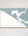 Panama City Beach Coastal Map — Canvas Horizontal, soft-blue, Natural Oak