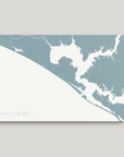 Panama City Beach Coastal Map — Canvas Horizontal, soft-blue, No Frame