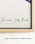 Panama City Beach canvas map — location and coordinates customization