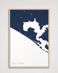 Panama City Beach Coastal Map — Canvas Vertical — navy, Light Wood