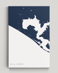 Panama City Beach Coastal Map — Canvas Vertical, navy, No Frame