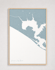 Panama City Beach Coastal Map — Canvas Vertical — soft-blue, Light Wood