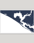 Panama City Beach Coastal Map — Fine Art Print Horizontal, navy, White Frame, 10x8