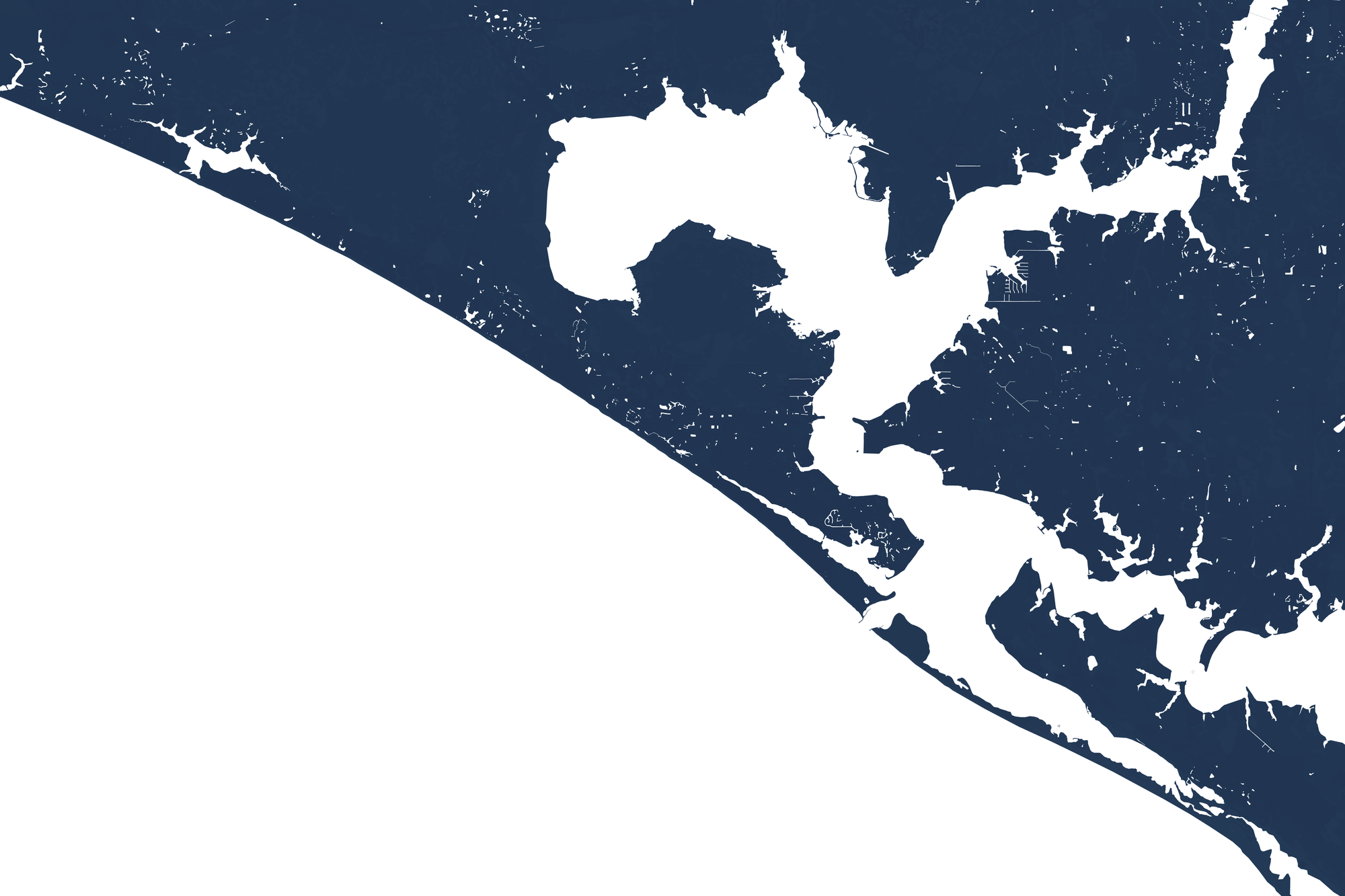 Panama City Beach Coastal Map — Fine Art Print Horizontal, navy, No Frame, 10x8